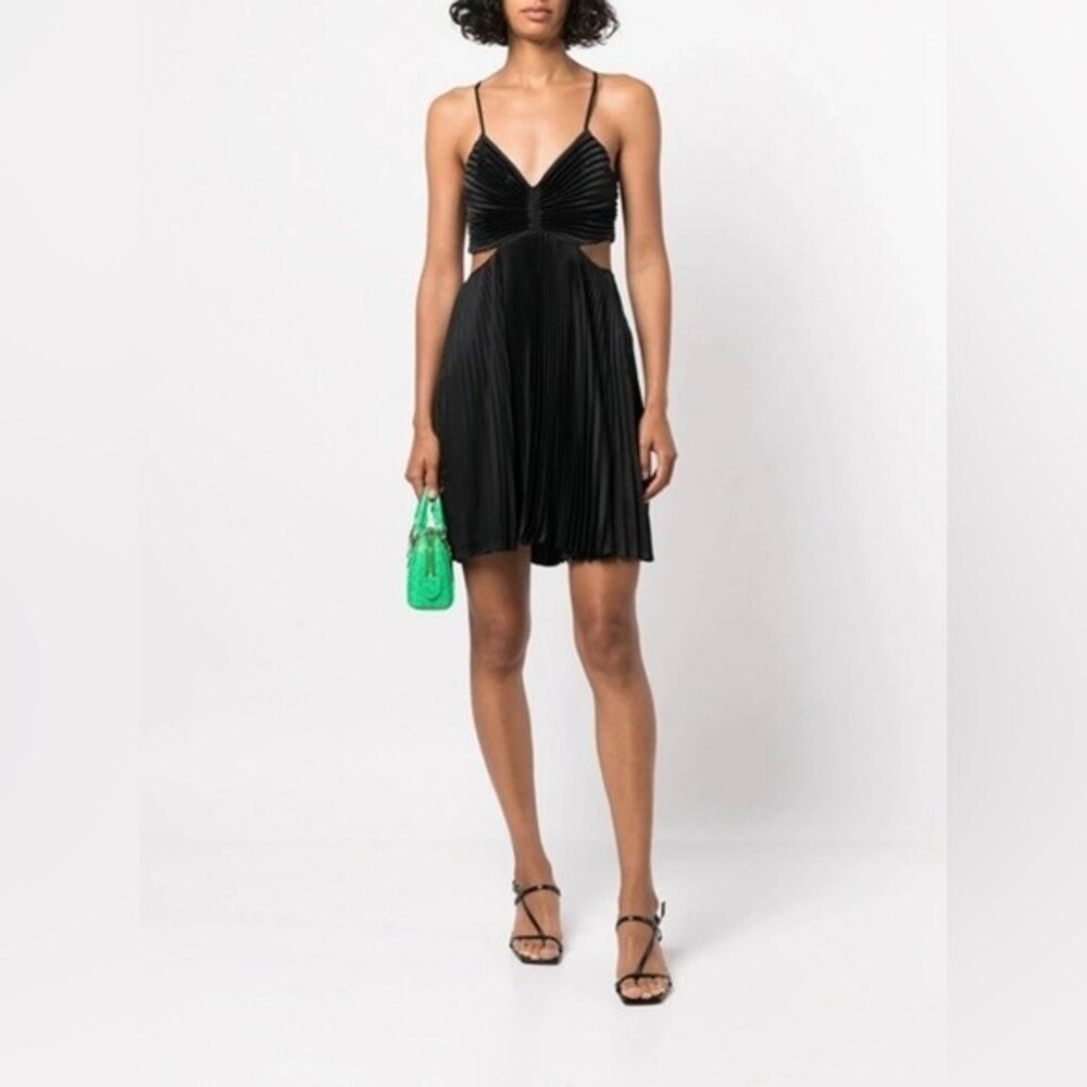 A.L.C. Ari Pleated Open Back Dress in Black Size 8 NWT - Picture 3 of 6